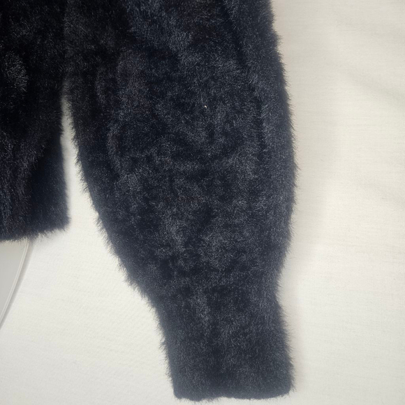 Banana Republic NWOT Black Eyelash Fuzzy Sweater Button Detail Retail - Picture 7 of 9